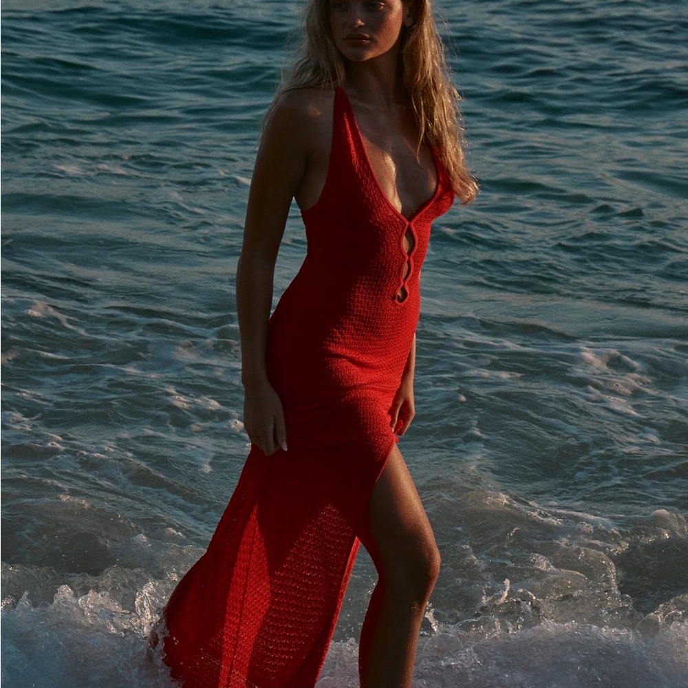 Monday Swimwear RAMATUELLE DRESS - CHILI PEPPER LACE CROCHET (Size P)